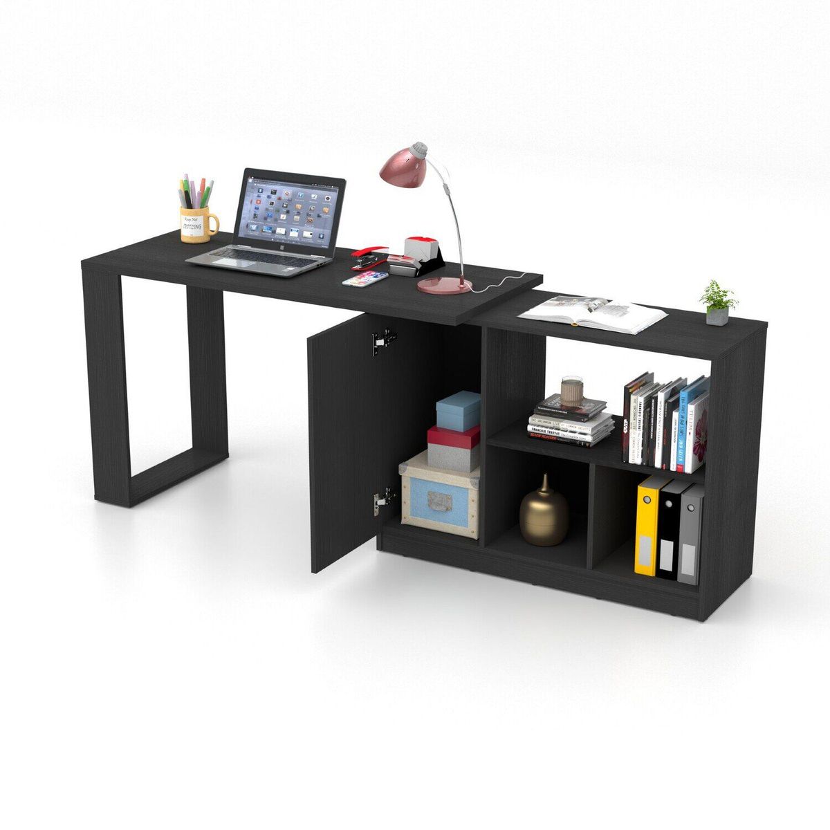 MADERKIT - Escritorio dual lineal o en l color wengue