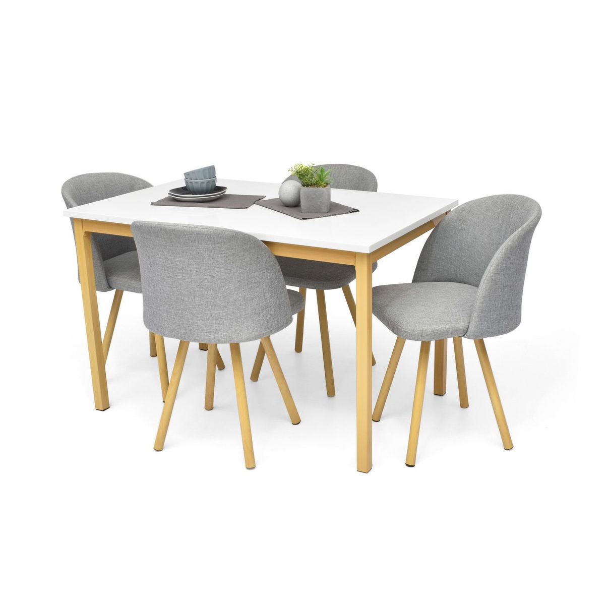 MICA - Juego de Comedor Moderno para 4 Personas Gris (Comedor + 4 Sillas) Mica