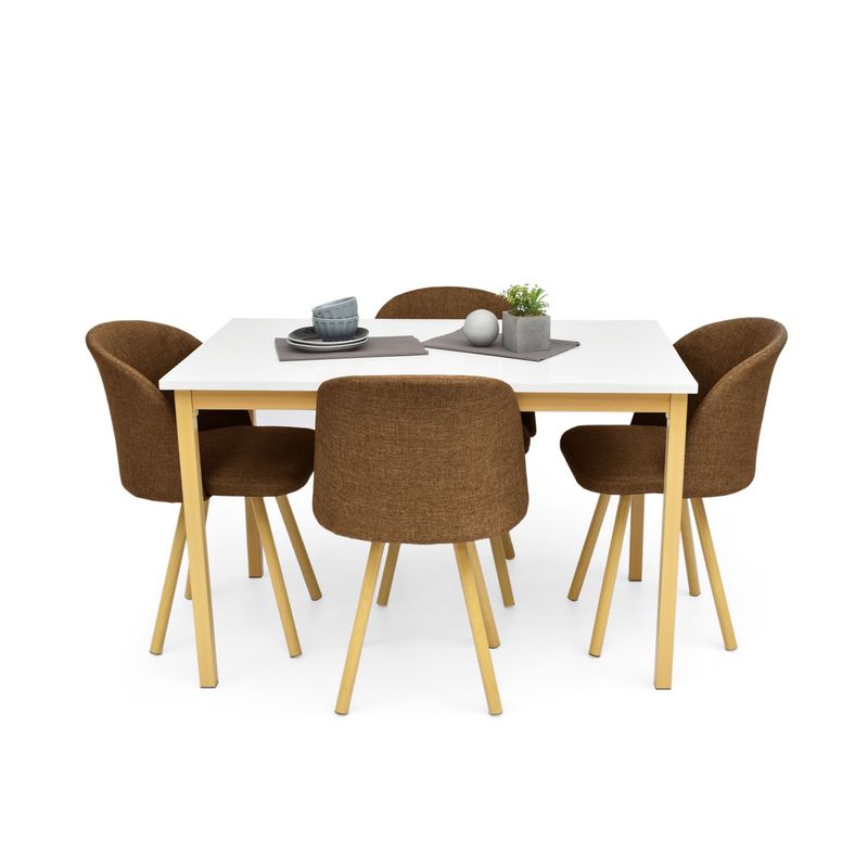 MICA - Juego de Comedor Moderno para 4 Personas Gris (Comedor + 4 Sillas) Mica