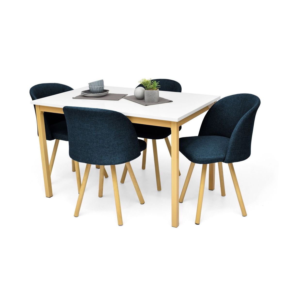 MICA - Juego de Comedor Moderno para 4 Personas Gris (Comedor + 4 Sillas) Mica