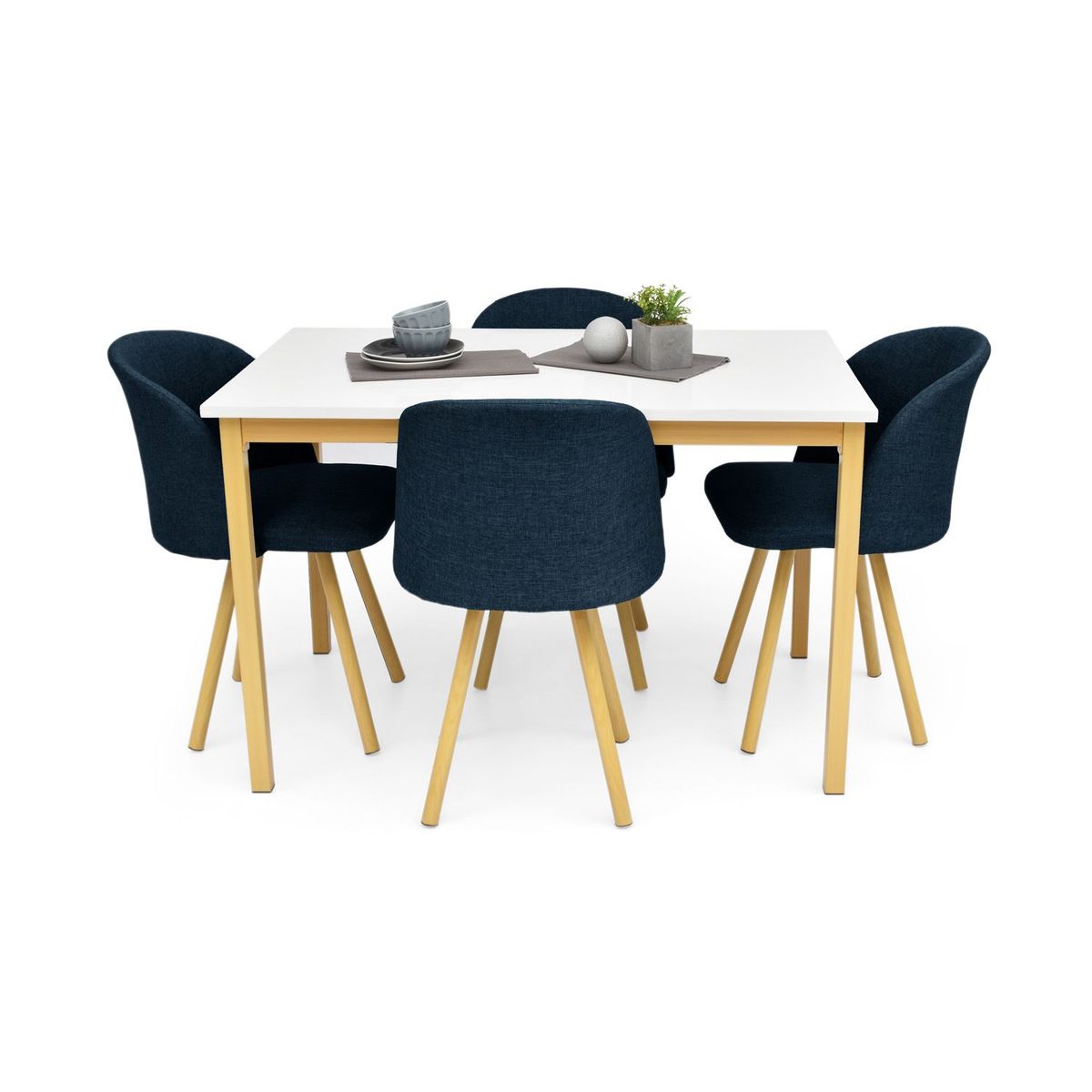 MICA - Juego de Comedor Moderno para 4 Personas Gris (Comedor + 4 Sillas) Mica