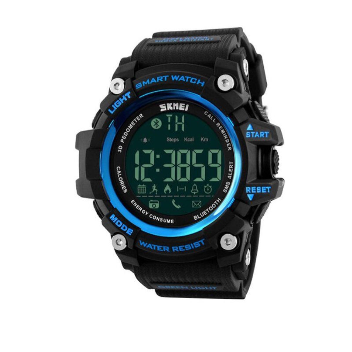 GENERICO - Smartwatch digital skmei 1227 luz fondo negro azul
