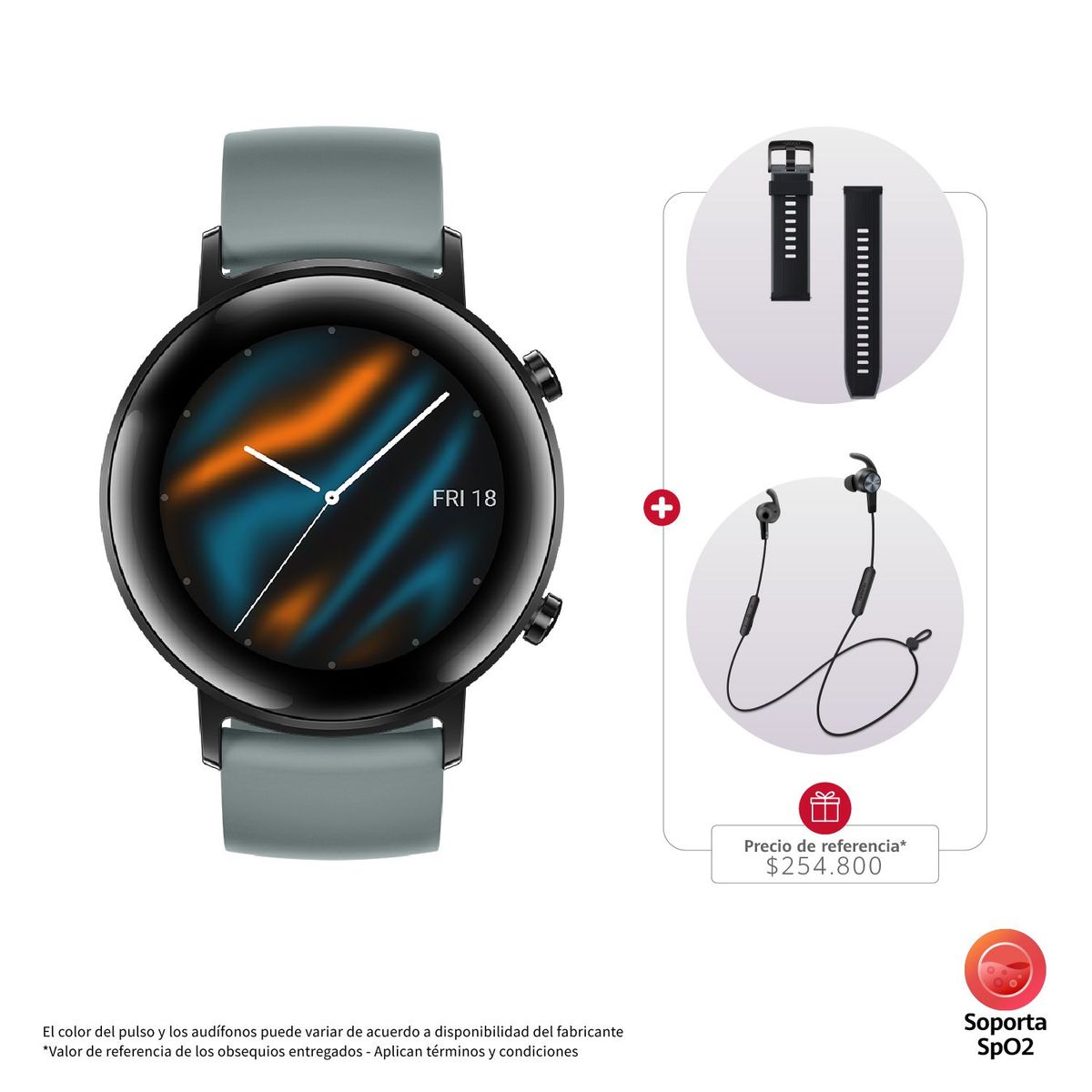 HUAWEI - Smartwatch Huawei GT2 42 mm + Audífonos AM61 + Pulso