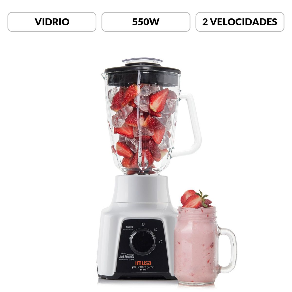 IMUSA - Licuadora Imusa PowerMix Plus 2 Velocidades 550 W
