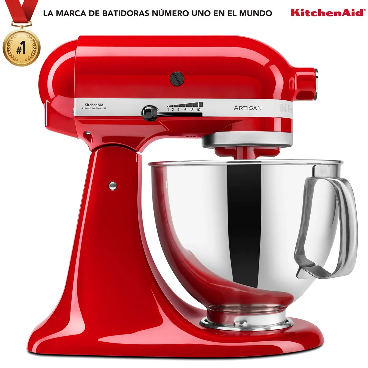 KITCHENAID - Batidora de Pedestal KitchenAid Artisan KSM150PSER Rojo, 10 velocidades