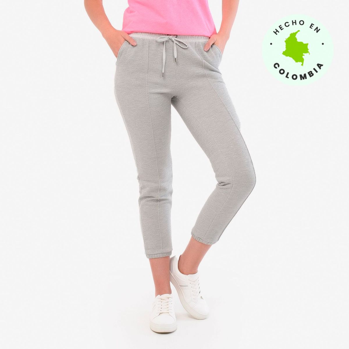 BASEMENT - Pantalón Algodón Mujer Recto Alto Basement