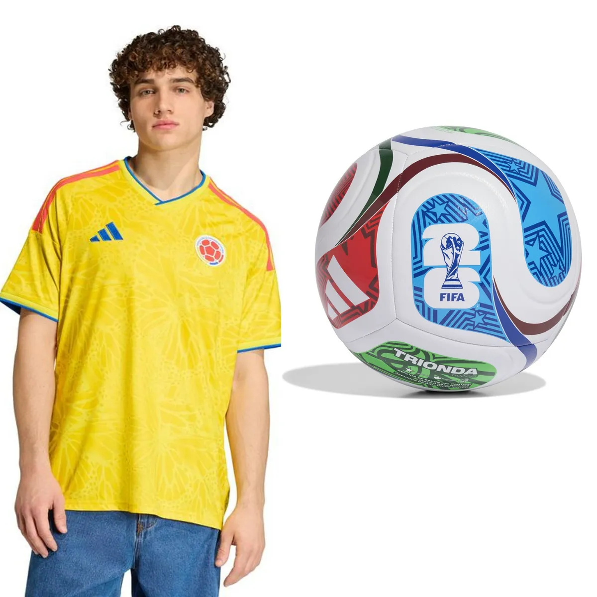 ADIDAS - Combo Mundial 2026 Camiseta Seleccion Colombia Local Hombre + Balón Trionda