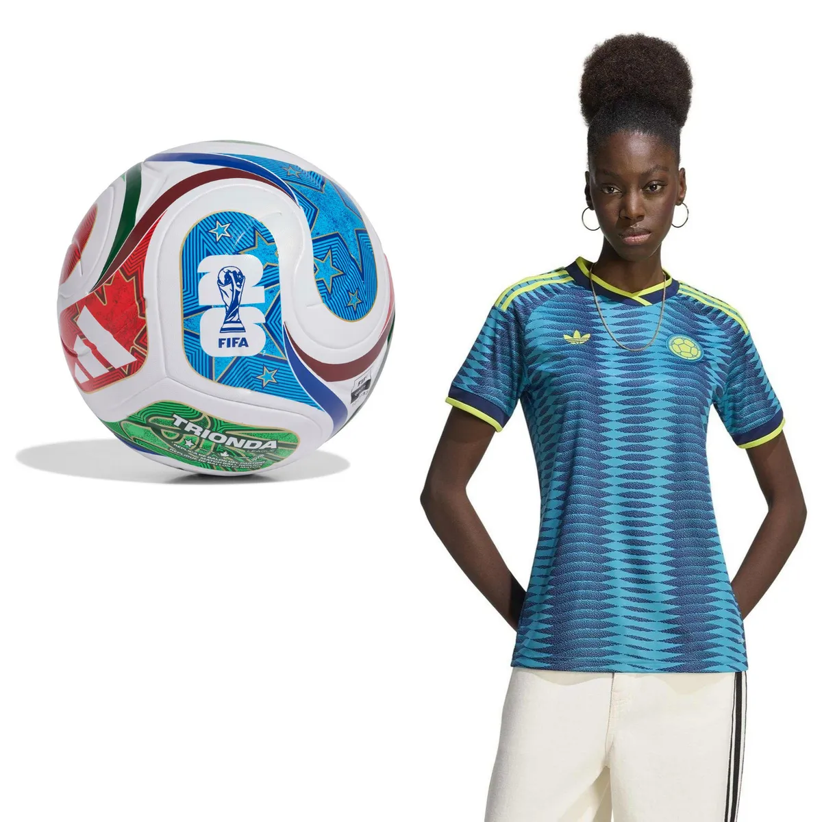 ADIDAS - Combo Mundial 2026 Camiseta Seleccion Colombia Visitante Mujer + Balón Trionda