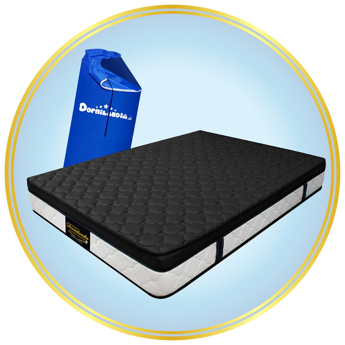 DORMILANDIA - Colchón Sencillo Firmeza Media Ortopédico Resortado con Pillow Dublín 100 x 190 cm Dormilandia