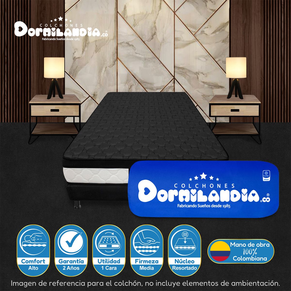 DORMILANDIA - Colchón Doble Firmeza Media Ortopédico Resortado con Pillow Dublín 140 x 190 cm Dormilandia