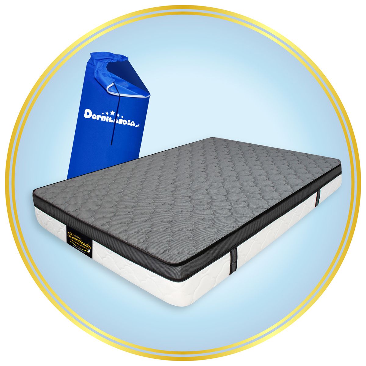 DORMILANDIA - Colchón Semidoble Firmeza Media Ortopédico Resortado con Pillow Dublín 120 x 190 cm Dormilandia