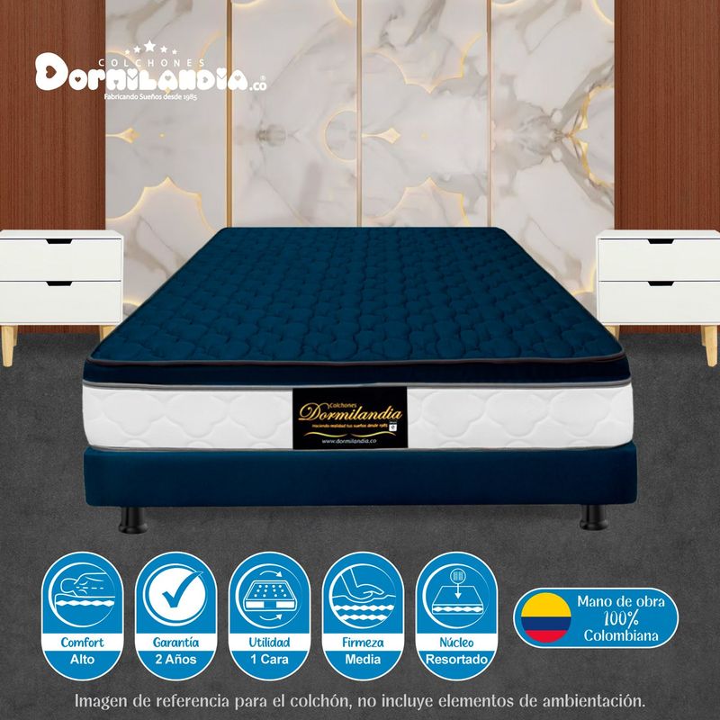 DORMILANDIA - Colchón King Firmeza Media Ortopédico Resortado con Pillow Dublín 200 x 200 cm Dormilandia - 0% Interés a 3 o 6 Cuotas Pagando con tu CMR Banco Falabella 