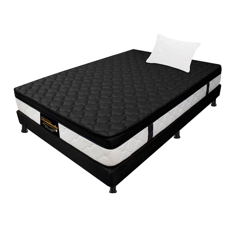DORMILANDIA - Colchón con Base Cama Sencillo Firmeza Media Ortopédico Resortado con Pillow Dublín 100 x 190 cm + Almohada Dormilandia - 0% Interés a 3 Cuotas Pagando con tu CMR Banco Falabella