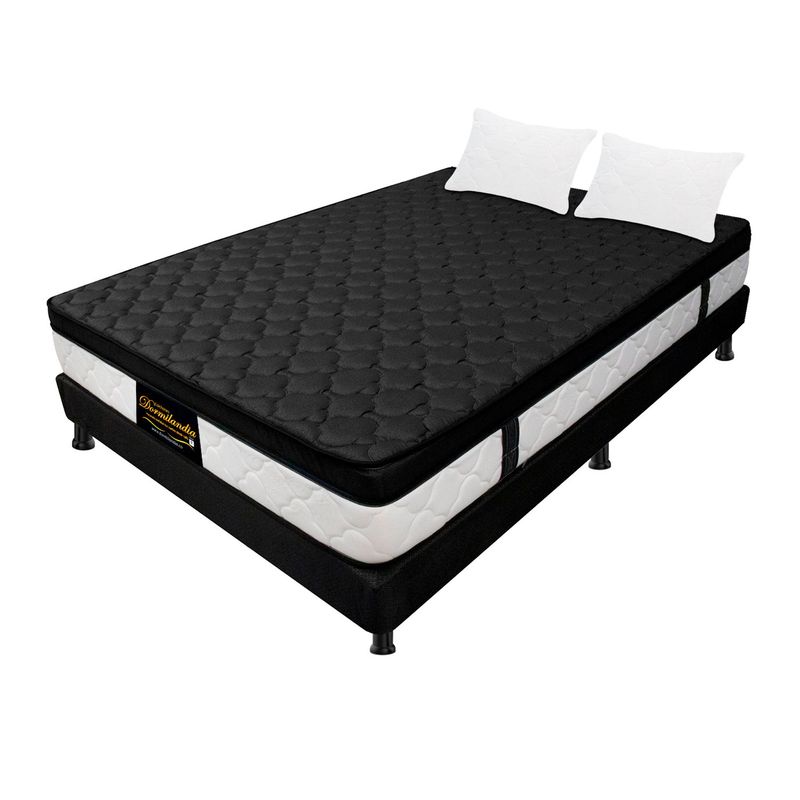 DORMILANDIA - Colchón con Base Cama Semidoble Firmeza Media Ortopédico Resortado con Pillow Dublín 120 x 190 cm + 2 Almohadas Dormilandia - 0% Interés a 3 Cuotas Pagando con tu CMR Banco Falabella