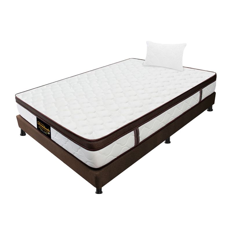 DORMILANDIA - Colchón con Base Cama Sencillo Firmeza Media Ortopédico Resortado con Pillow Dublín 100 x 190 cm + Almohada Dormilandia - 0% Interés a 3 Cuotas Pagando con tu CMR Banco Falabella