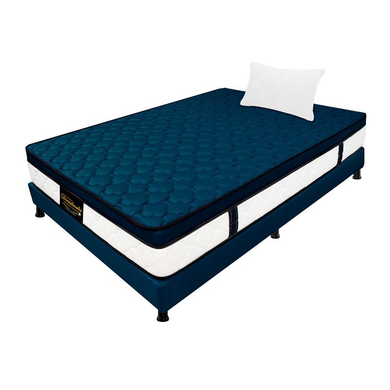 DORMILANDIA - Colchón con Base Cama Sencillo Firmeza Media Ortopédico Resortado con Pillow Dublín 100 x 190 cm + Almohada Dormilandia - 0% Interés a 3 Cuotas Pagando con tu CMR Banco Falabella