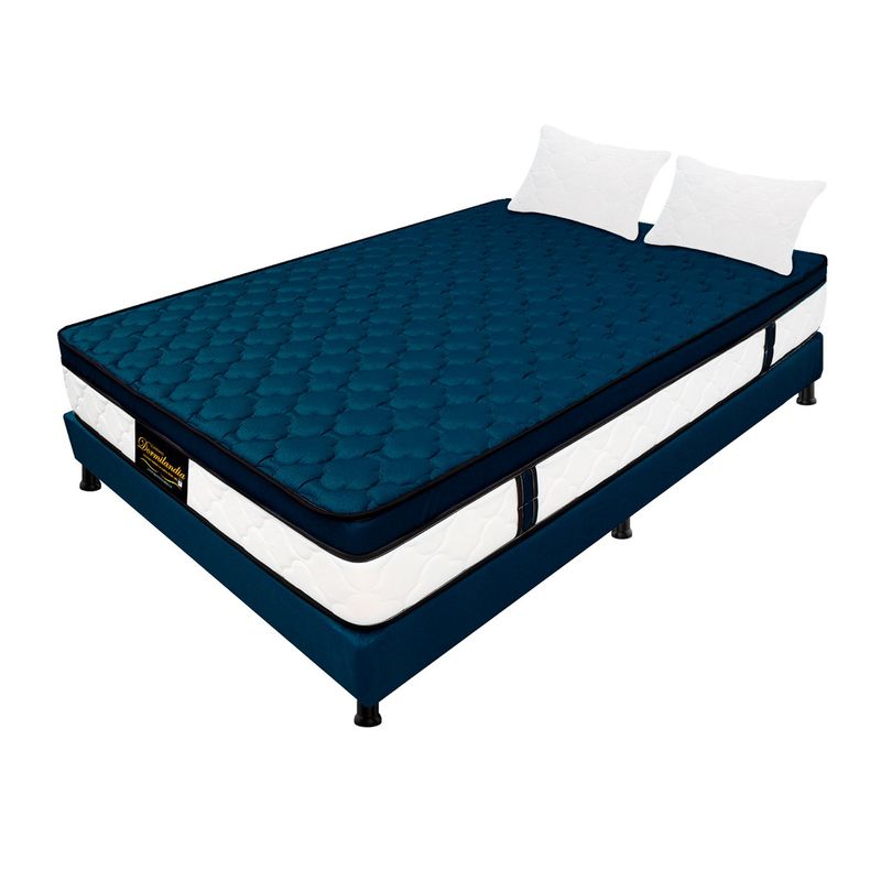 DORMILANDIA - Colchón con Base Cama cama Doble Firmeza Media Ortopédico Resortado con Pillow Dublín 140 x 190 cm + 2 Almohadas Dormilandia - 0% Interés a 3 Cuotas Pagando con tu CMR Banco Falabella