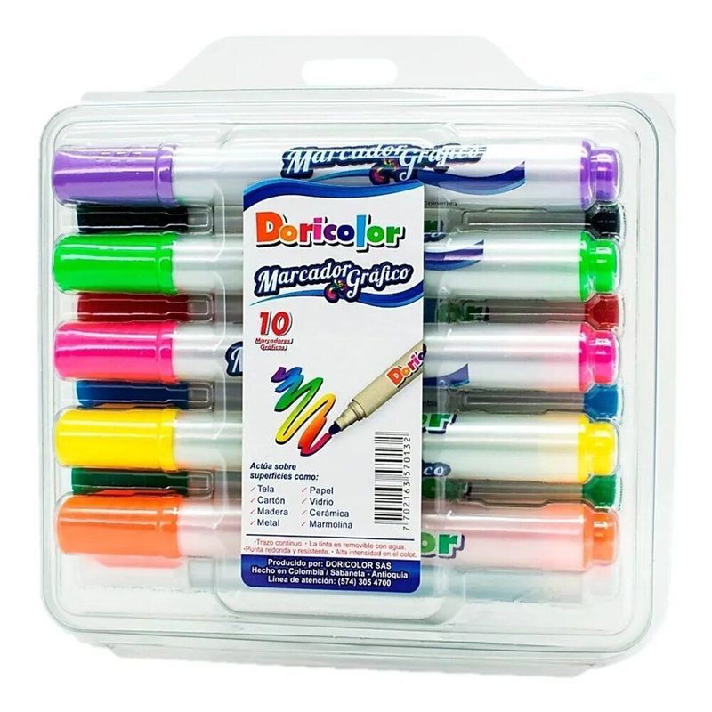  - Marcadores Doricolor Permanente Gráfico  X 10 Uds