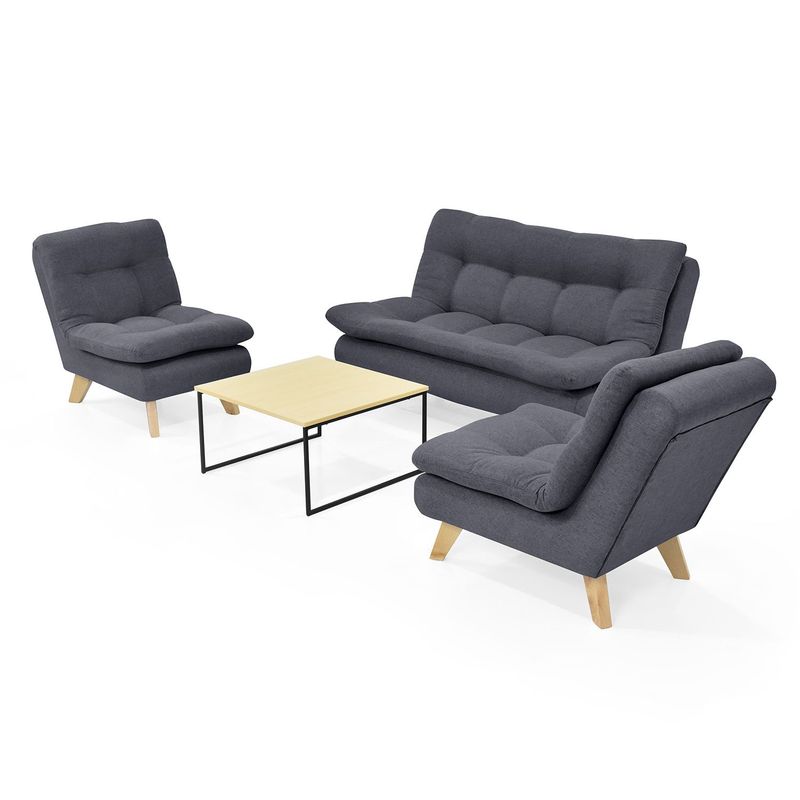 MICA - Juego de Sala Moderno en Poliéster (Sofá 3 Puestos + 2 Poltronas + Mesa de Centro) Mica - Mueble