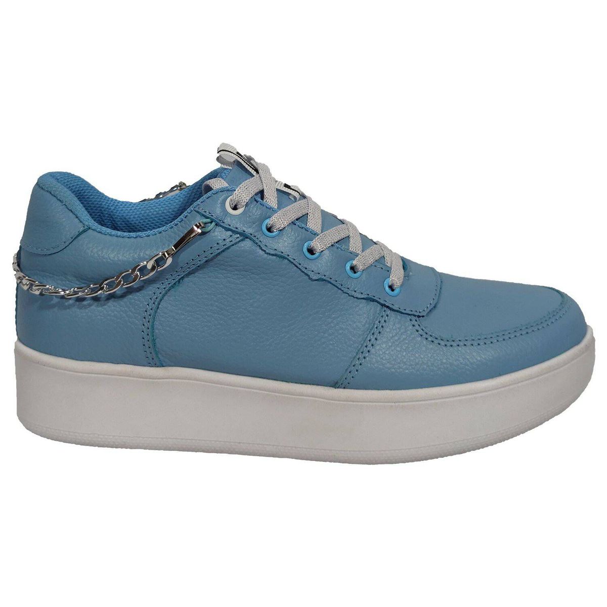 CALZADO CON ALTURA MONSERRATE - Tenis en CUERO tipo casual para mujer marca moreliber ref dalia azul