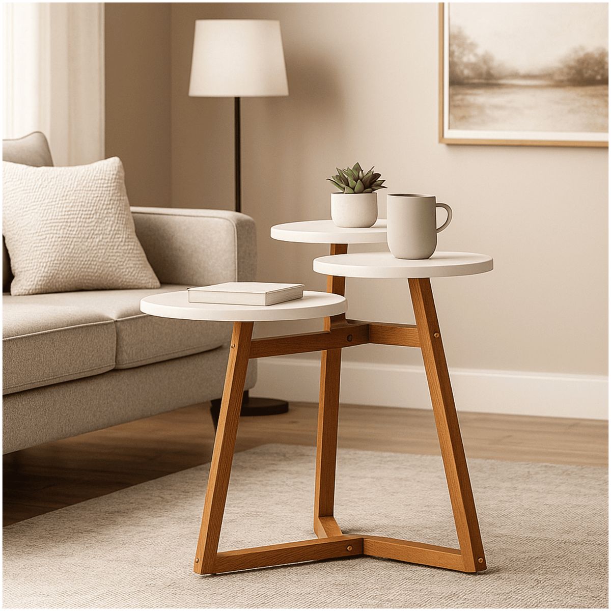 MUEBLES 2020 - Mesa Auxiliar Buk Blanco Almendra