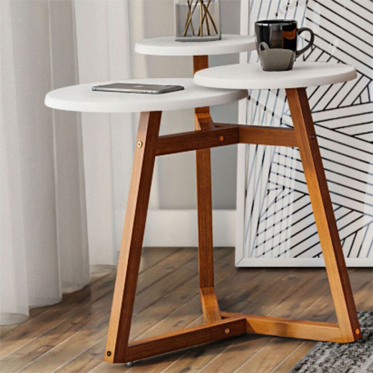 MUEBLES 2020 - Mesa Auxiliar Buk Blanco Almendra