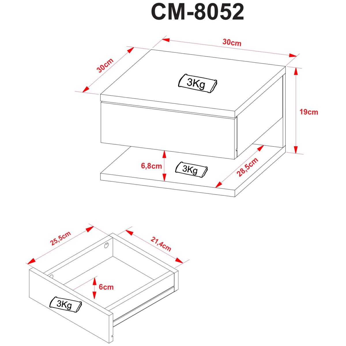 MUEBLES 2020 - Mesa de noche roma naturalblanco apagado