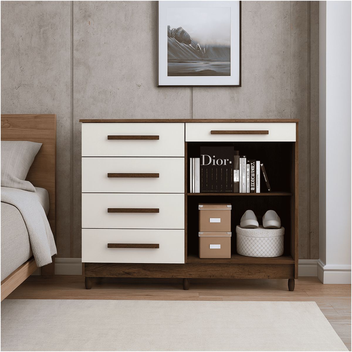 MUEBLES 2020 - Cómoda Ginesta Marrón Blanco Apagado