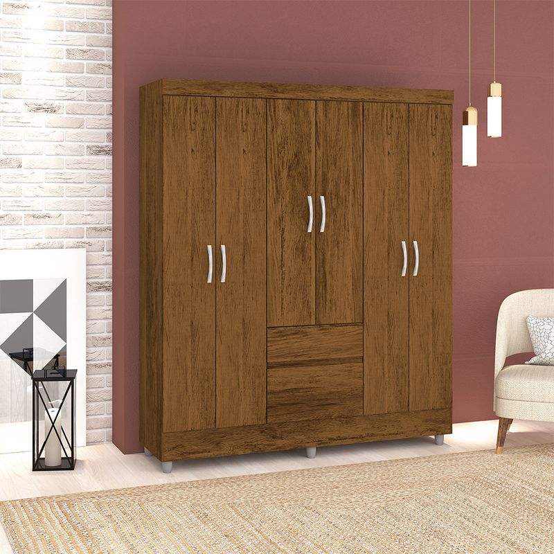 MUEBLES 2020 - Clóset 6 Puertas 2 Cajones Valent Marrón