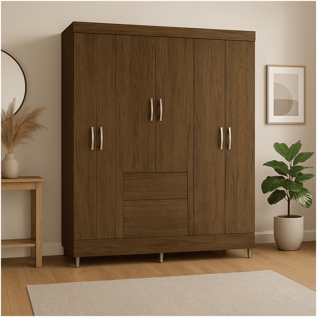 MUEBLES 2020 - Clóset 6 Puertas 2 Cajones Valent Marrón