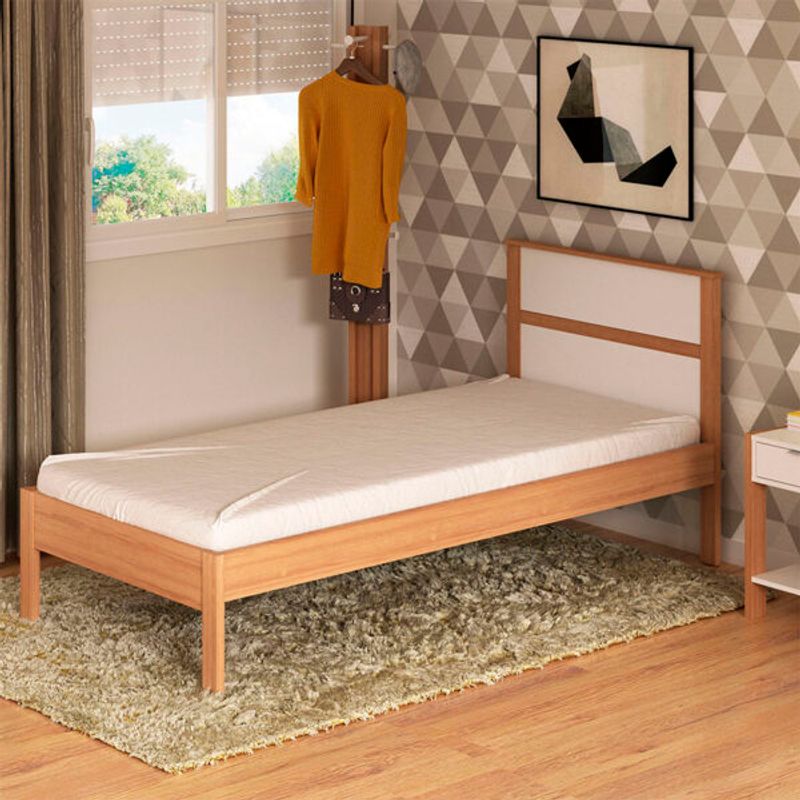 MUEBLES 2020 - Cama Sencilla Viena AlmendraBlanco