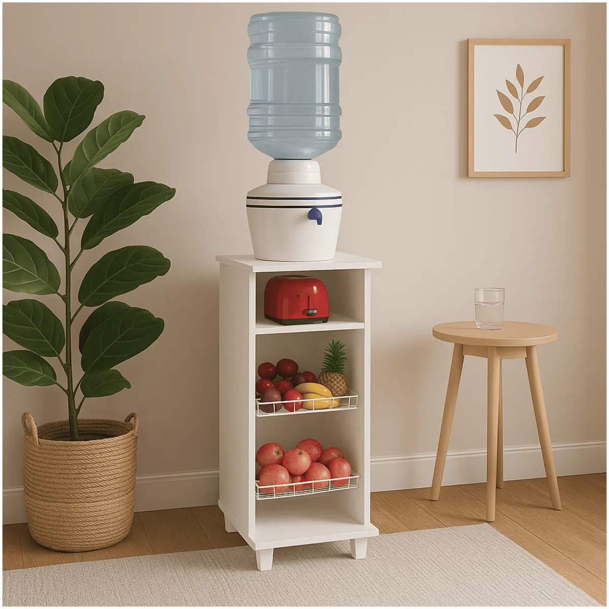 MUEBLES 2020 - Mueble Auxiliar de Cocina Lisboa Blanco con 4 Compartimientos