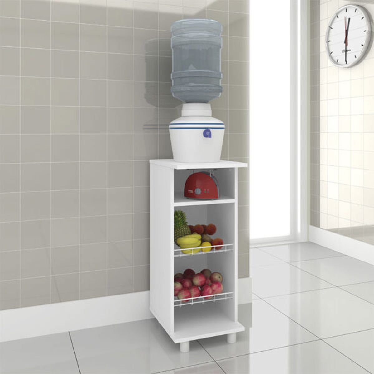 MUEBLES 2020 - Mueble Auxiliar de Cocina Lisboa Blanco con 4 Compartimientos