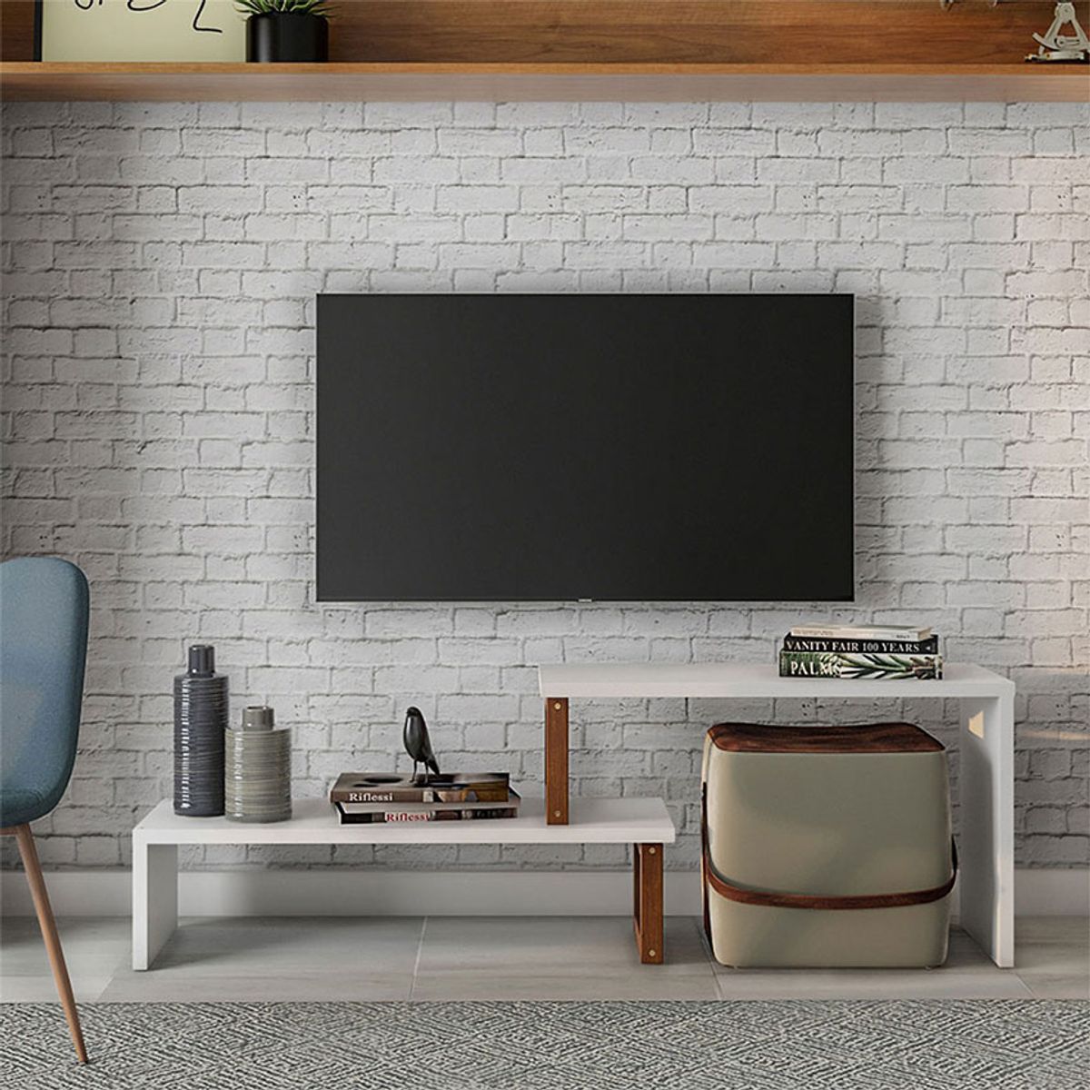 MUEBLES 2020 - Mesa auxiliar Glam Blanco Almendra