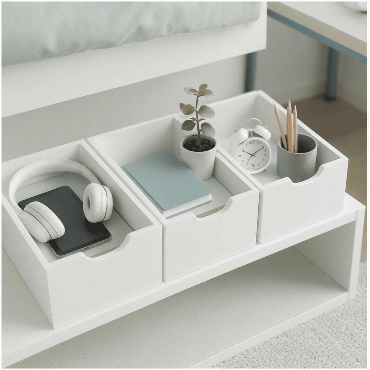 MUEBLES 2020 - Kit 3 cajones organizador Santos Blanco Apagado