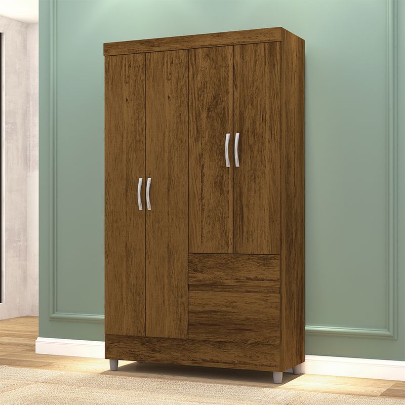 MUEBLES 2020 - Clóset 4 Puertas 2 Cajones Bonic Marrón