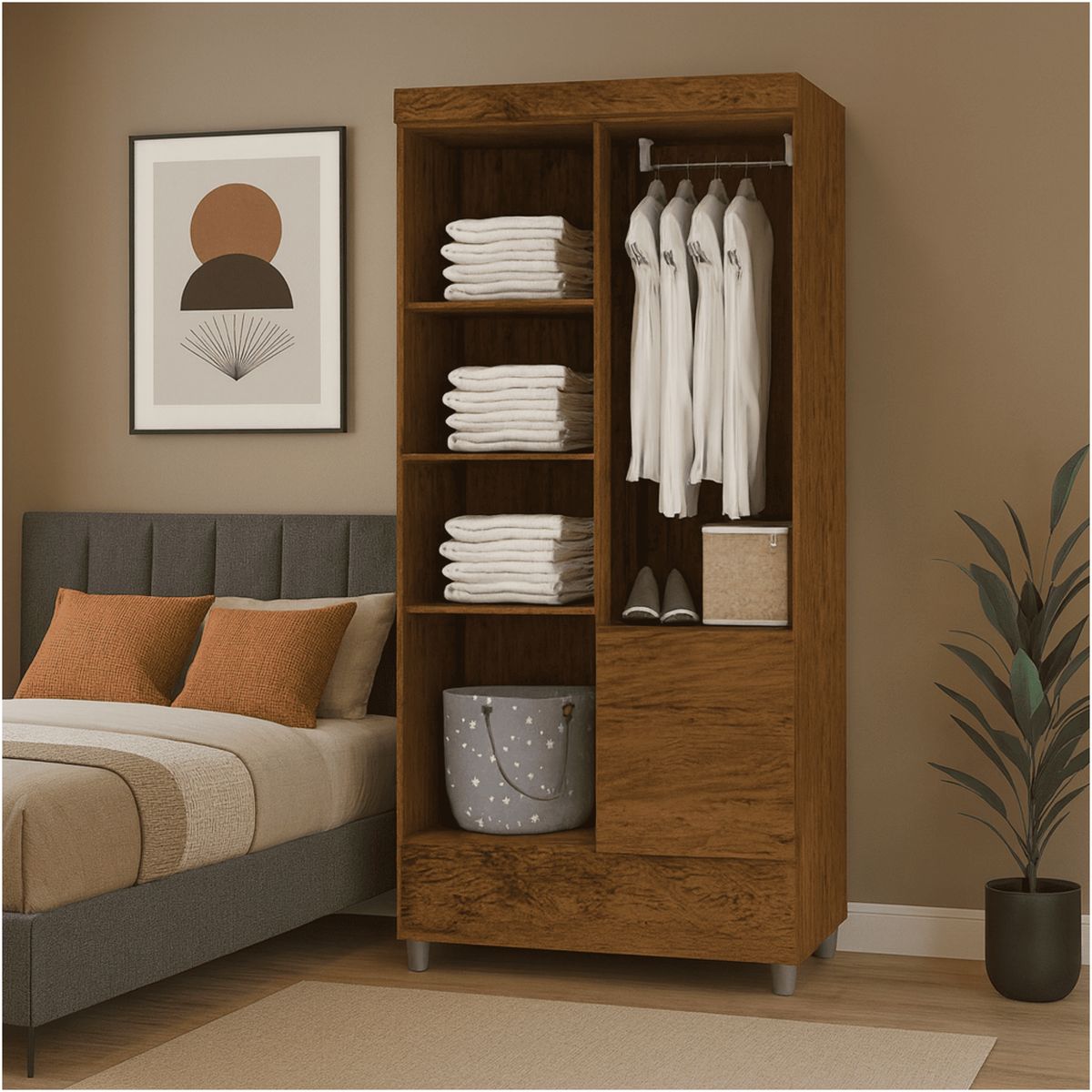 MUEBLES 2020 - Clóset 4 Puertas 2 Cajones Bonic Marrón