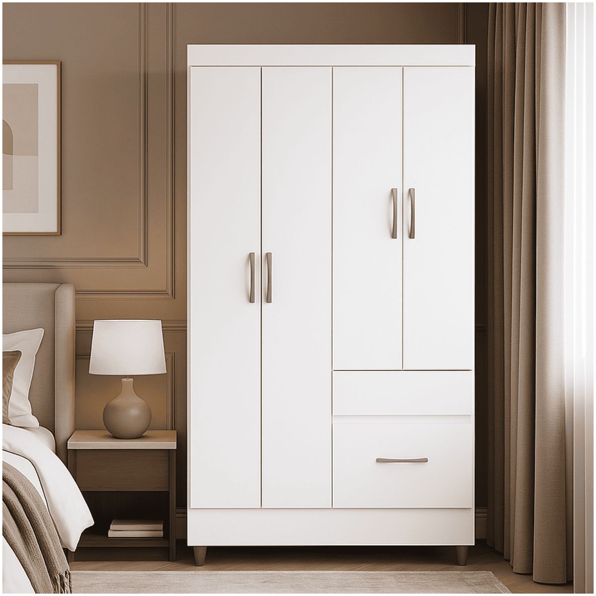 MUEBLES 2020 - Clóset 4 Puertas 2 Cajones Bonic Blanco Salmón Flex