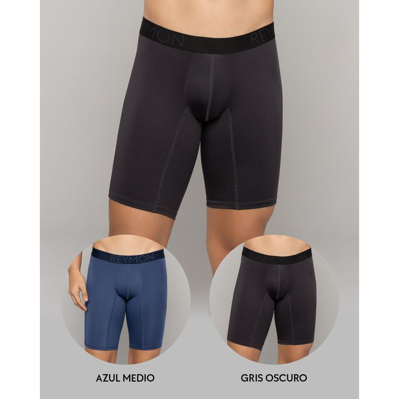 REYMON - Dúo Bóxer Básico En Poliéster Largo Para Hombre Ref.3189-2
