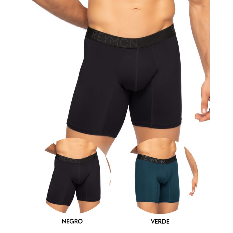 REYMON - Dúo Bóxer Básico En Poliéster Semilargo Para Hombre Ref3089-2