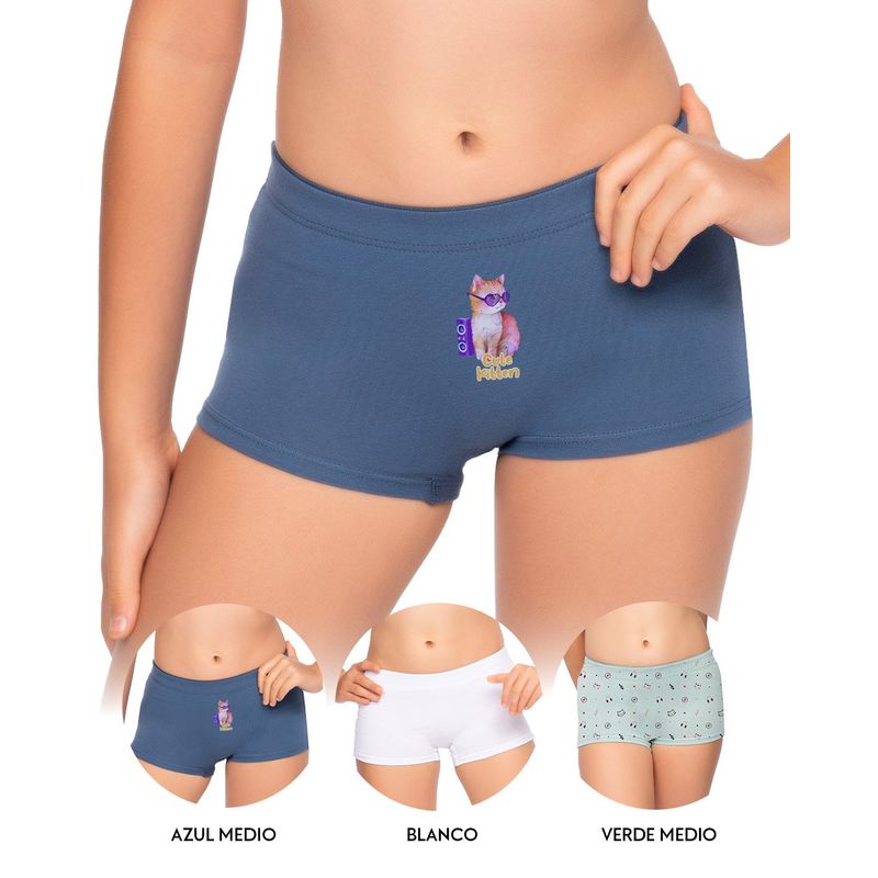 REYMON - Bóxer Largo PAQUETE X3 Para Niña Girl Ref6018-G