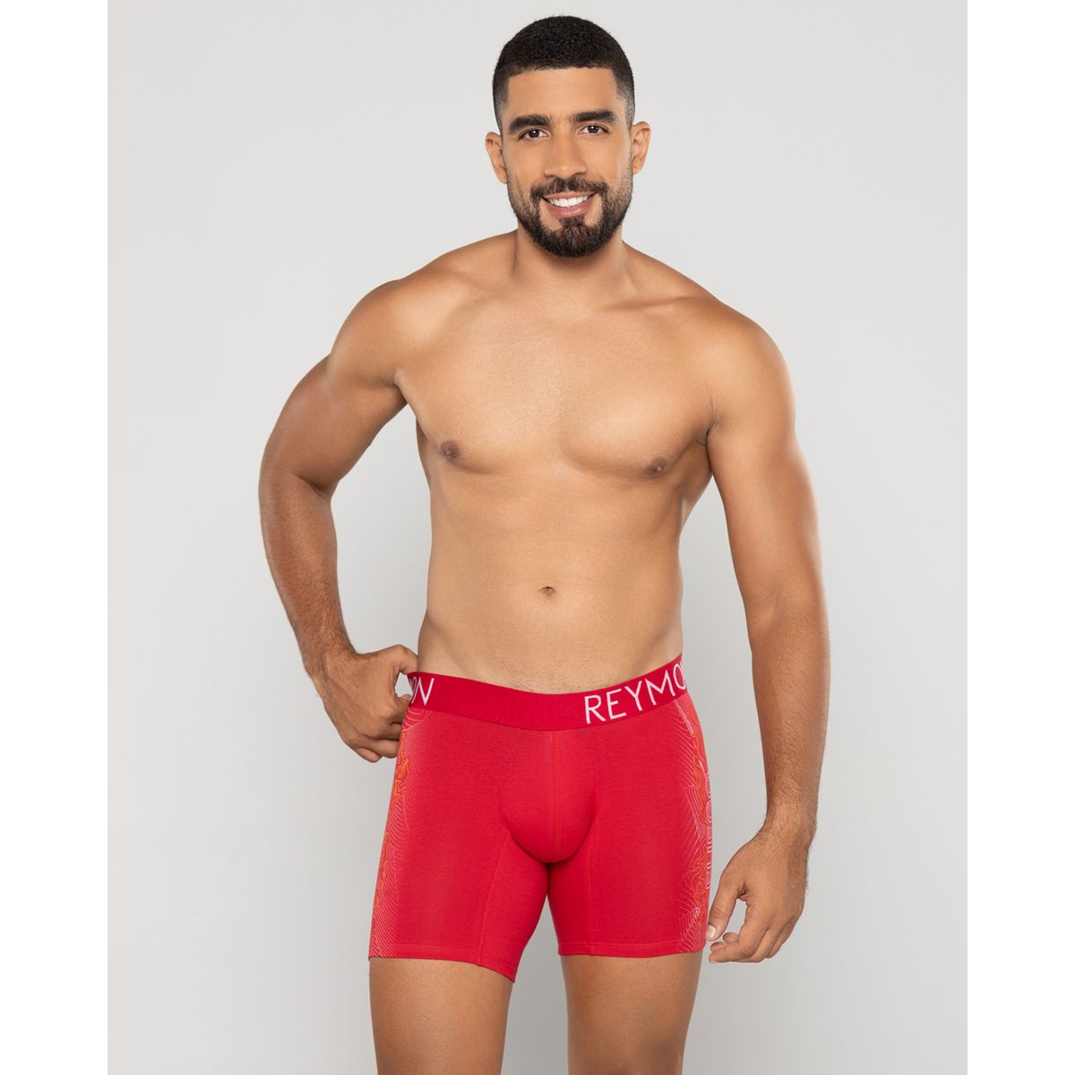 REYMON - Bóxer semilargo estampado lateral para hombre