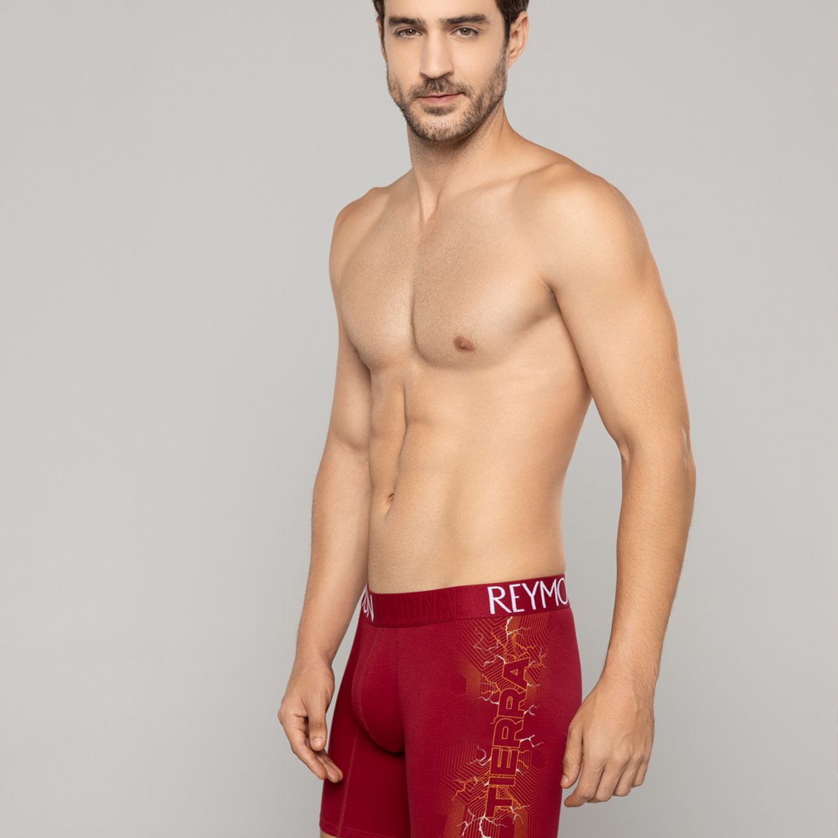 REYMON - Bóxer semilargo estampado lateral para hombre