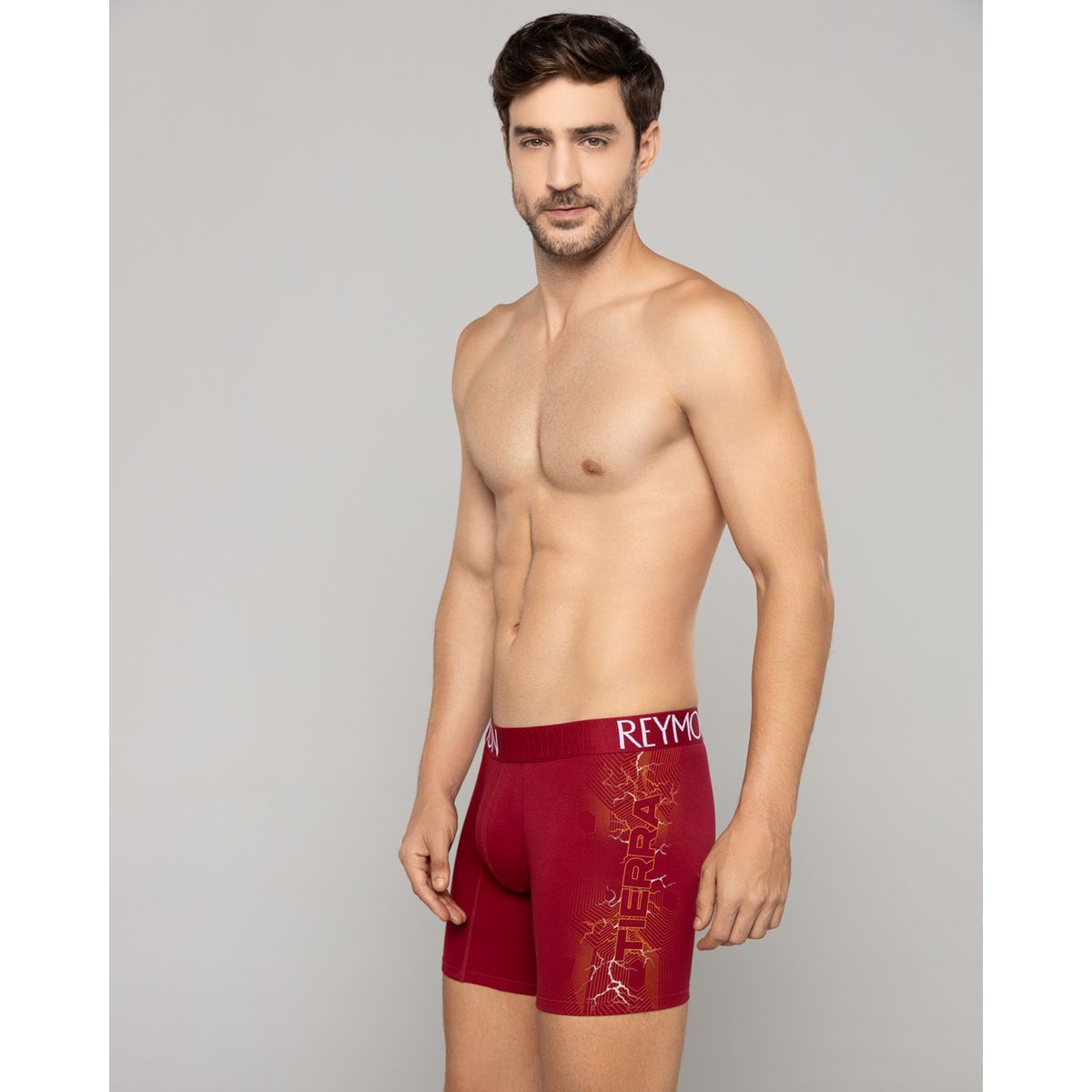 REYMON - Bóxer semilargo estampado lateral para hombre