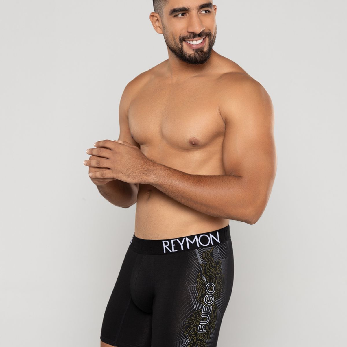 REYMON - Bóxer semilargo estampado lateral para hombre