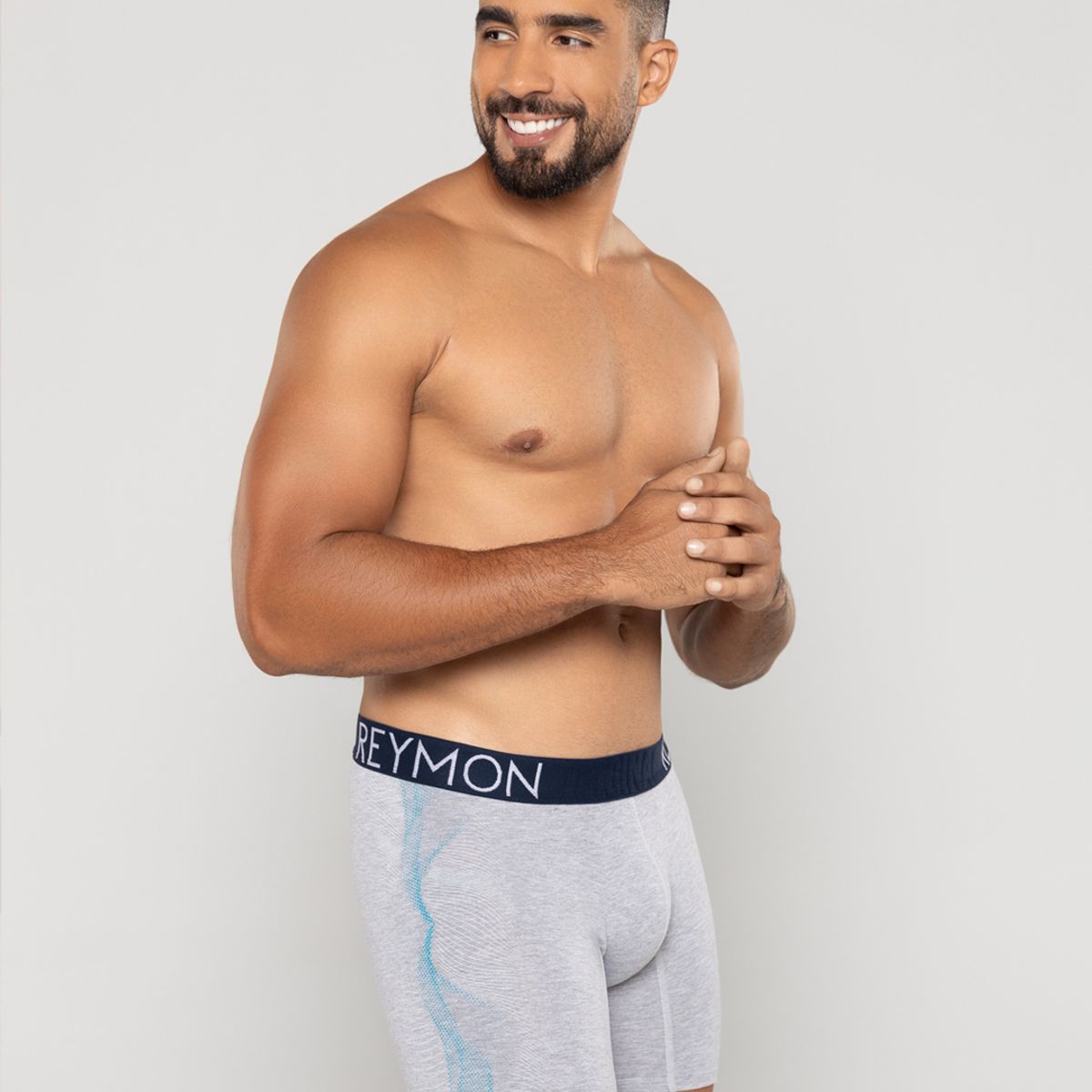 REYMON - Bóxer semilargo estampado lateral para hombre