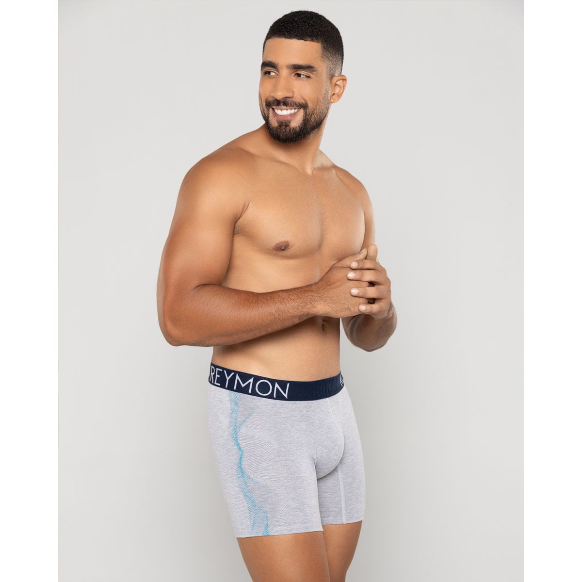 REYMON - Bóxer semilargo estampado lateral para hombre