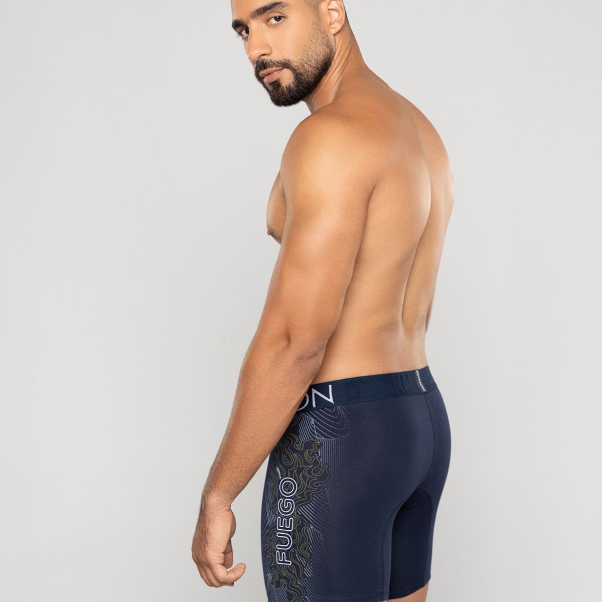 REYMON - Bóxer semilargo estampado lateral para hombre