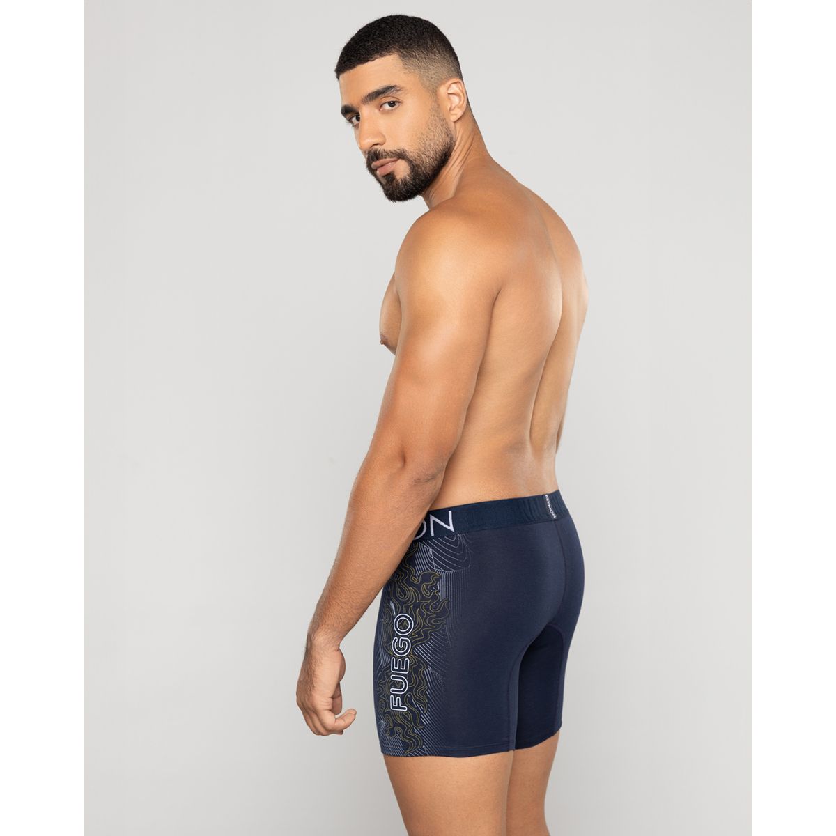 REYMON - Bóxer semilargo estampado lateral para hombre