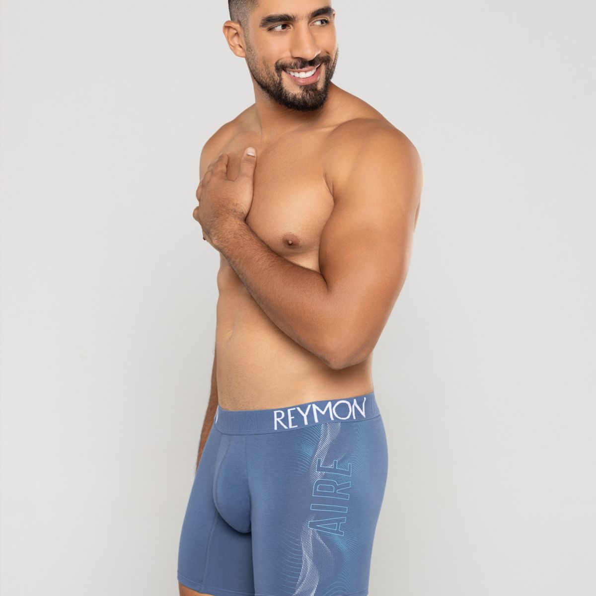 REYMON - Bóxer semilargo estampado lateral para hombre